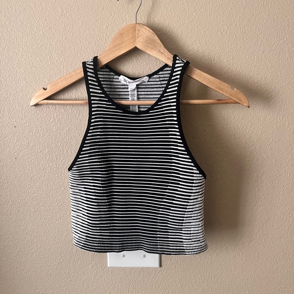 BCBG Striped Crop Top